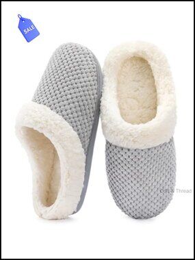 Popcorn Fleece Memory Foam Slip On House Slippers Non Slip Indoor Outdoor